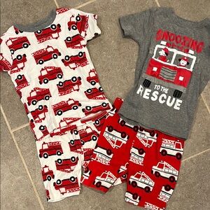 Carters Fire Truck Kids Pajama Set - Red and Gray